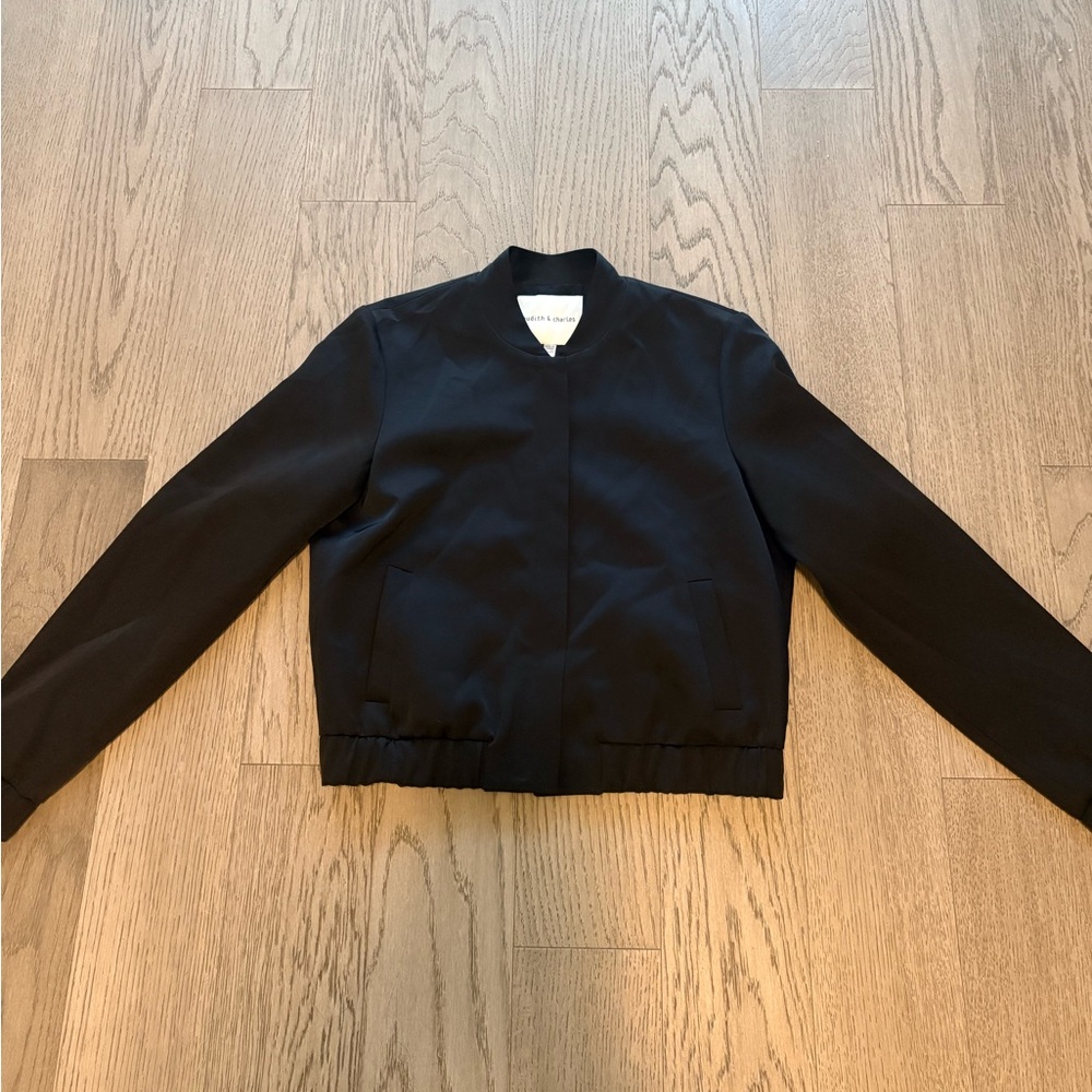 Women's Black Cropped Bomber Jacket